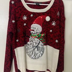 Holiday Sweater! Size L. Christmas, Winter, Sequin. Red and White.